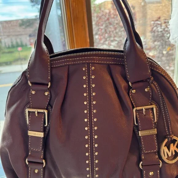 Michael Kors Studded Tote in Rich Plum 💜 Travel-Ready - Picture 6 of 9
